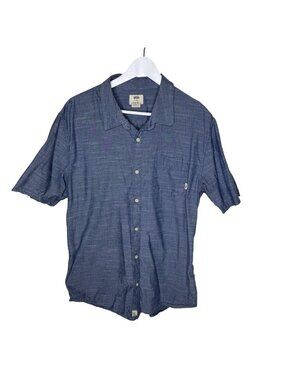 Vans Light Blue Short Sleeve Chambray Button-Up Shirt, Tailored Fie, Size XL